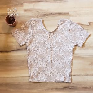 American Apparel lace cropped tee sz S